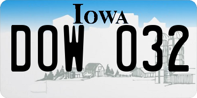 IA license plate DOW032