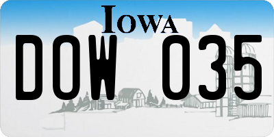 IA license plate DOW035
