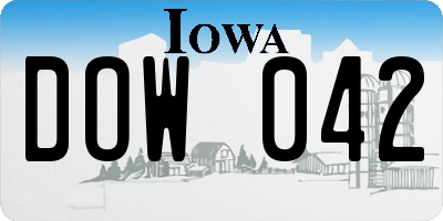 IA license plate DOW042