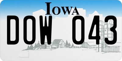 IA license plate DOW043