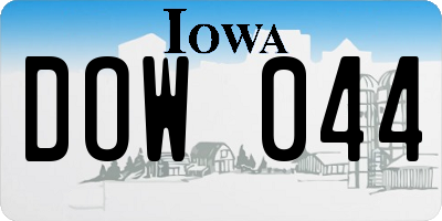 IA license plate DOW044