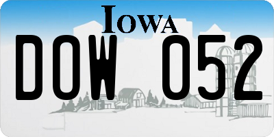 IA license plate DOW052