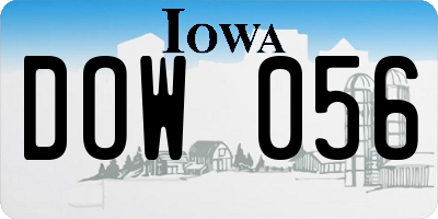 IA license plate DOW056