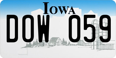 IA license plate DOW059