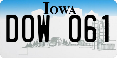 IA license plate DOW061