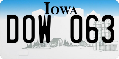 IA license plate DOW063