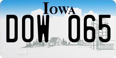 IA license plate DOW065