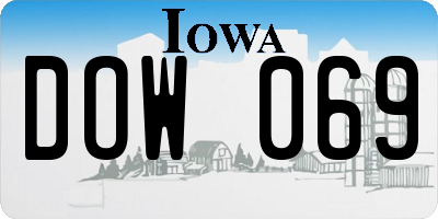 IA license plate DOW069