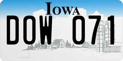 IA license plate DOW071