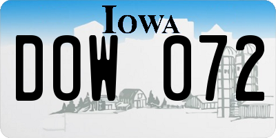 IA license plate DOW072