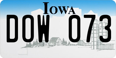 IA license plate DOW073