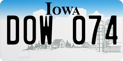 IA license plate DOW074