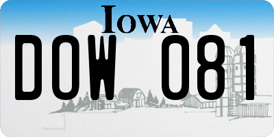 IA license plate DOW081