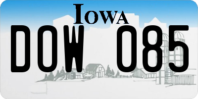 IA license plate DOW085
