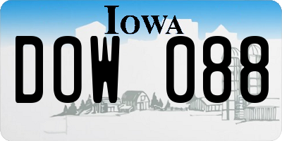 IA license plate DOW088