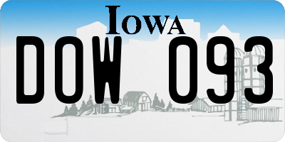 IA license plate DOW093