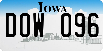 IA license plate DOW096