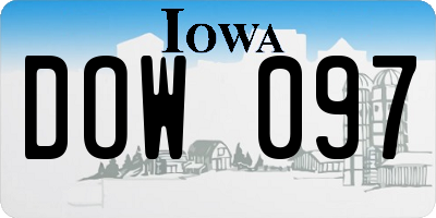IA license plate DOW097