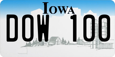 IA license plate DOW100