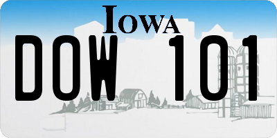 IA license plate DOW101