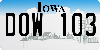 IA license plate DOW103