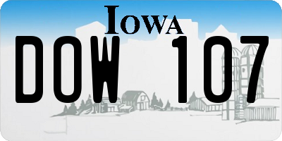 IA license plate DOW107