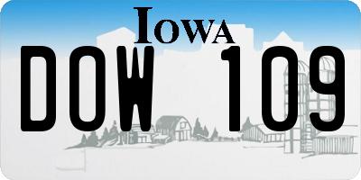 IA license plate DOW109