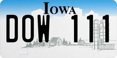 IA license plate DOW111
