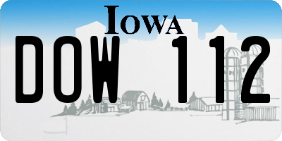 IA license plate DOW112