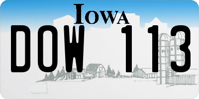 IA license plate DOW113