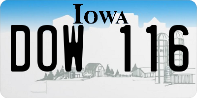IA license plate DOW116