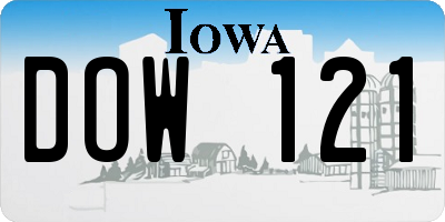 IA license plate DOW121