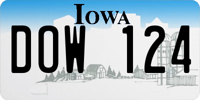IA license plate DOW124