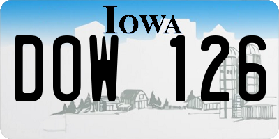 IA license plate DOW126