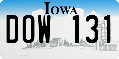 IA license plate DOW131