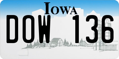IA license plate DOW136