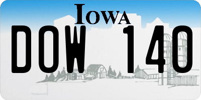 IA license plate DOW140