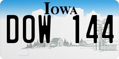 IA license plate DOW144