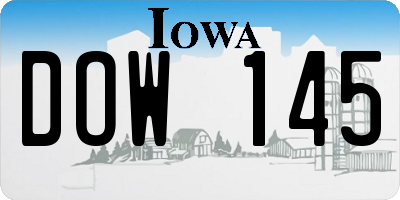 IA license plate DOW145