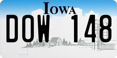IA license plate DOW148