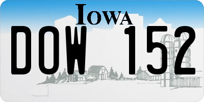 IA license plate DOW152