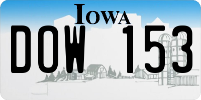 IA license plate DOW153