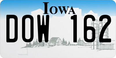 IA license plate DOW162