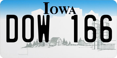 IA license plate DOW166