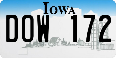 IA license plate DOW172