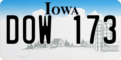 IA license plate DOW173