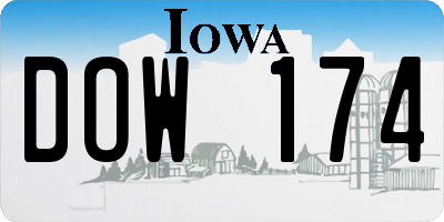 IA license plate DOW174