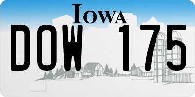 IA license plate DOW175