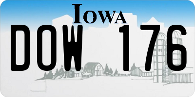IA license plate DOW176