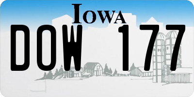 IA license plate DOW177